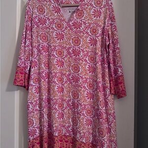Coolibar Pink and Orange Patterned Tunic Dress UPF 50